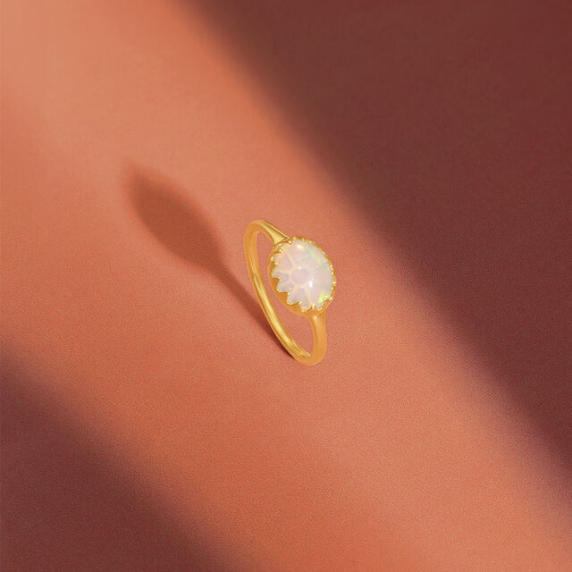 Radiant Solar Opal Gold Ring 