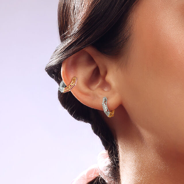 Dual Radiance Ruby & Diamond Hoop Earrings 2