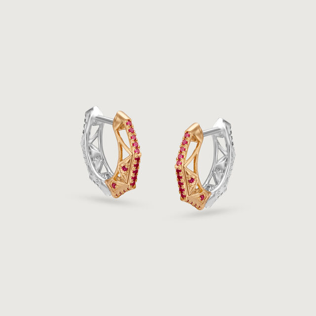 Dual Radiance Ruby & Diamond Hoop Earrings 6