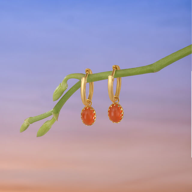 Solar Glow Carnelian Hoop Earrings 