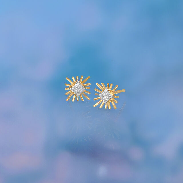 Classic Sunburst Diamond Stud Earrings 