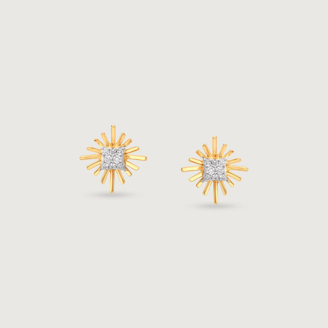Classic Sunburst Diamond Stud Earrings 4
