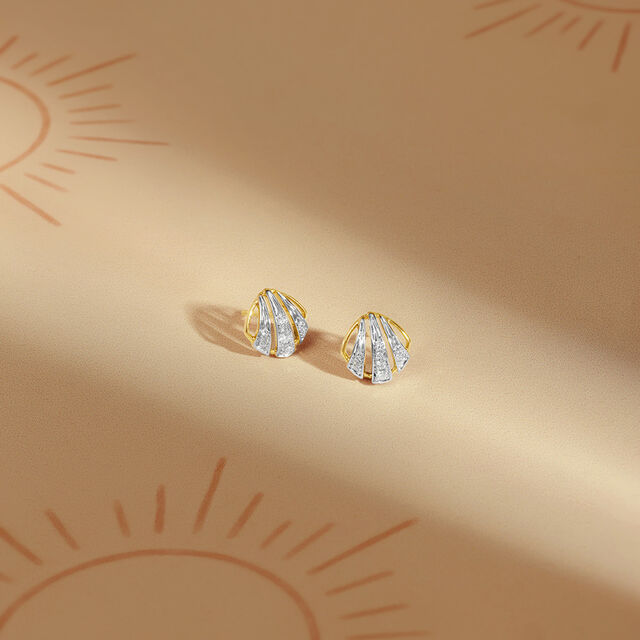 Radiant Arc Diamond Stud Earrings 