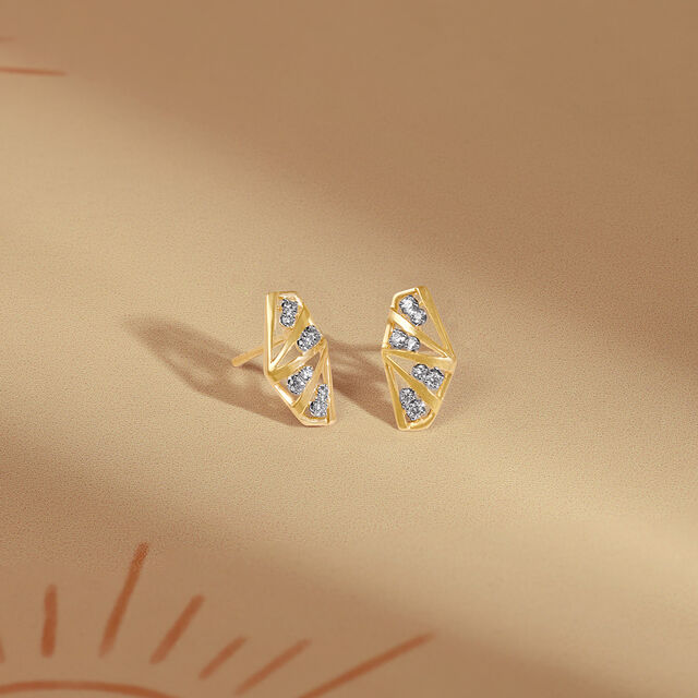 Sunlit Facet Diamond Stud Earrings 