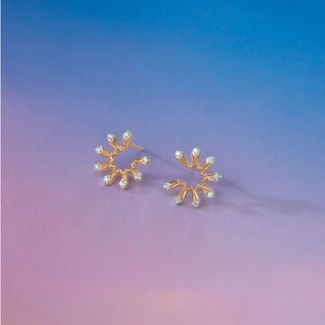 Radiant Sunburst Diamond Stud Earrings