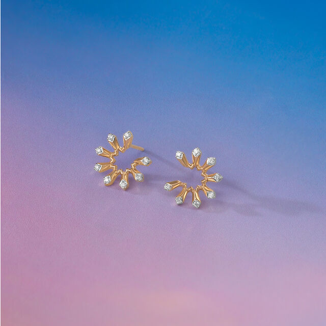 Radiant Sunburst Diamond Stud Earrings 