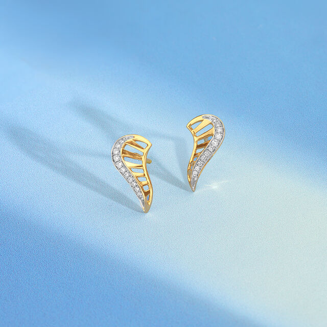 Graceful Wing Diamond Stud Earrings 