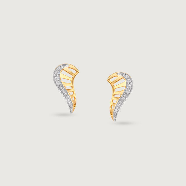 Graceful Wing Diamond Stud Earrings 4