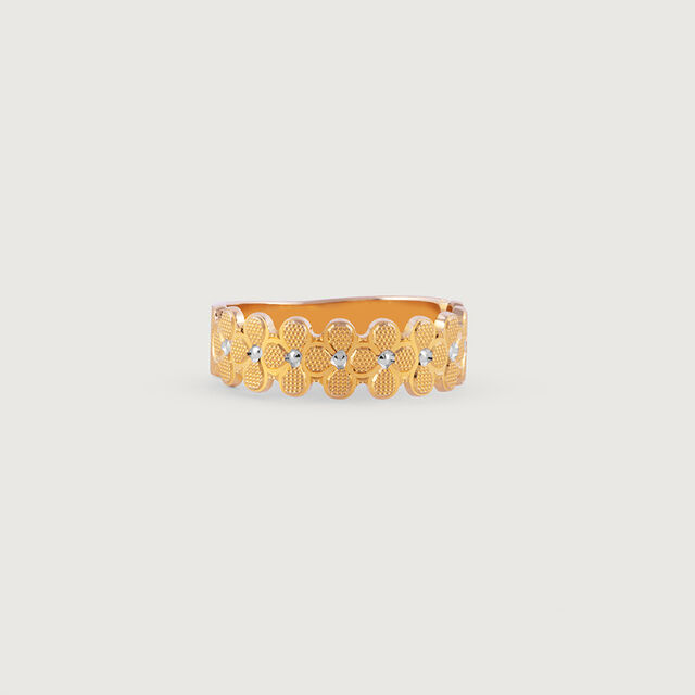 Textured Floral Gold Finger Ring 3