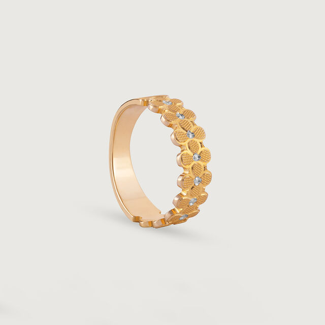 Textured Floral Gold Finger Ring 4