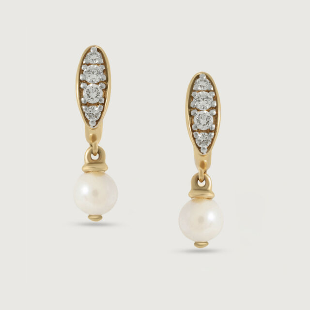 Snowy Gleam Gold & Pearl Hoop Earrings 3