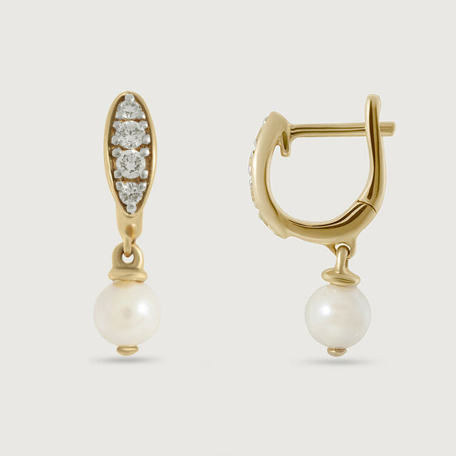 Snowy Gleam Gold & Pearl Hoop Earrings 4