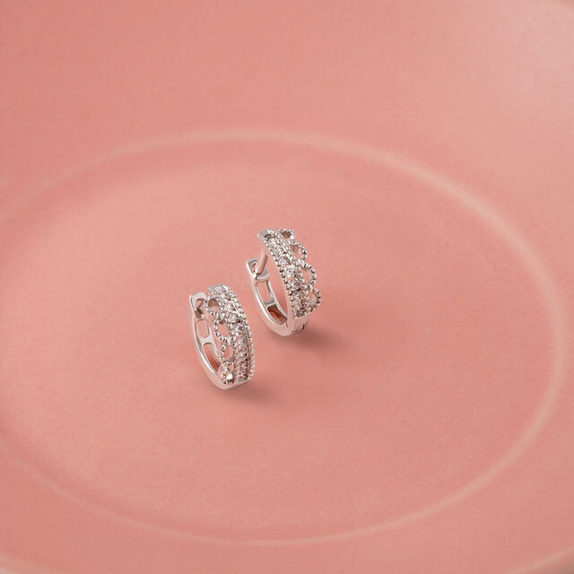 Classic Sleek Gold & Diamond Hoop Earrings 