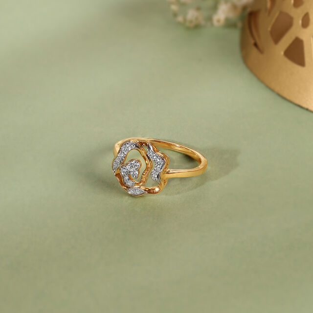 Floral Enchantment Gold & Diamond Finger Ring 