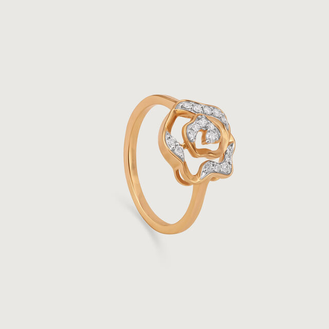 Floral Enchantment Gold & Diamond Finger Ring 4