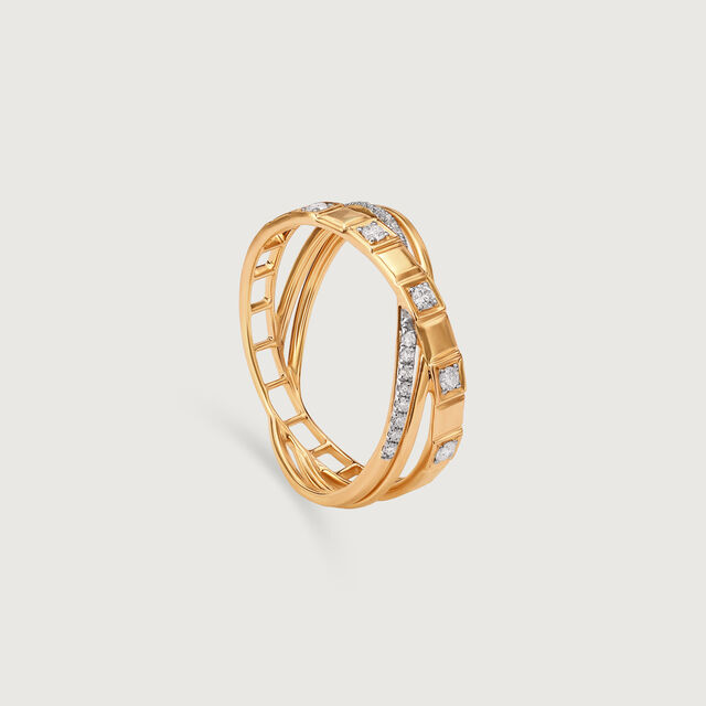Crisscross Glow Gold & Diamond Finger Ring 4