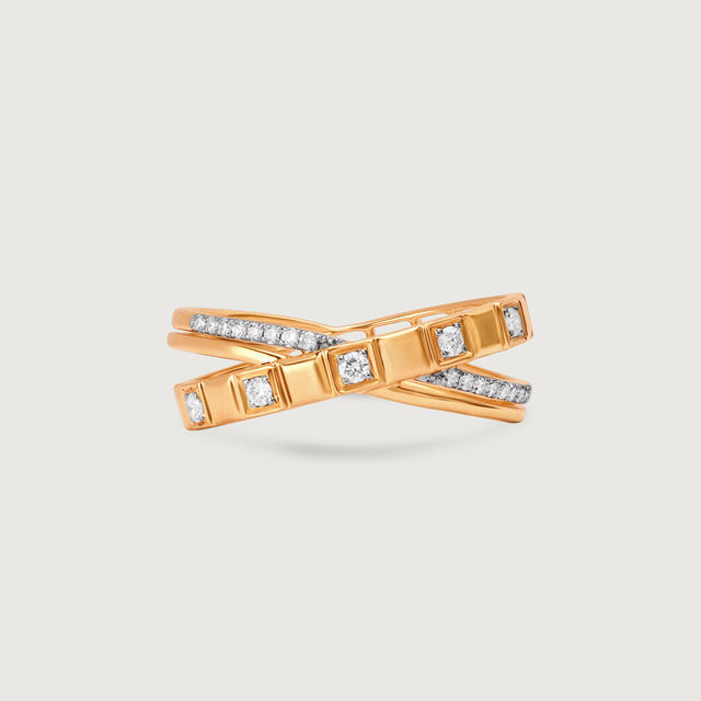 Crisscross Glow Gold & Diamond Finger Ring 5