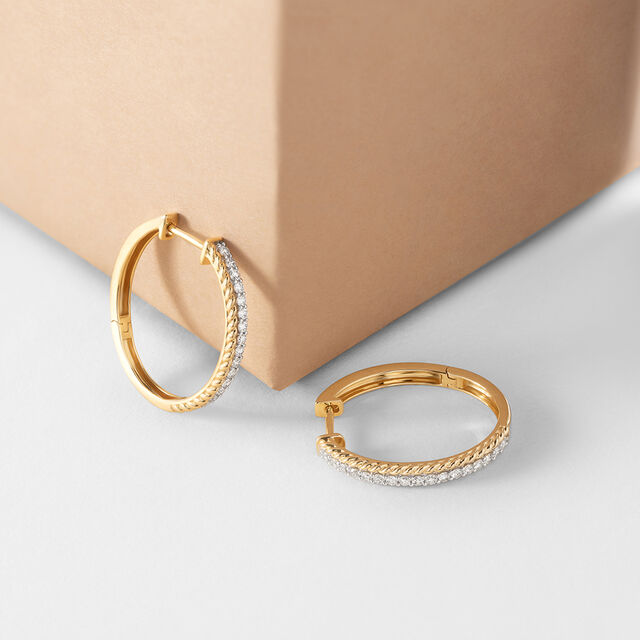 Sculpted Shine Gold & Diamond Hoop Earrings 