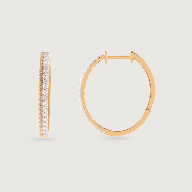 Sculpted Shine Gold & Diamond Hoop Earrings 5
