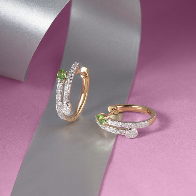 Emerald Glam Gold & Diamond Hoop Earrings 