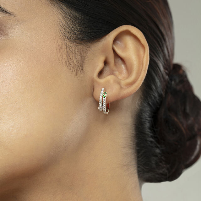Emerald Glam Gold & Diamond Hoop Earrings 2