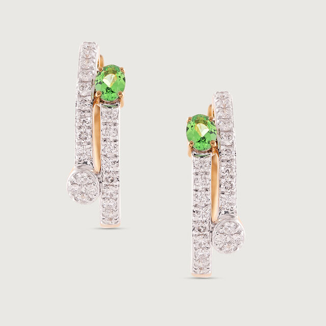 Emerald Glam Gold & Diamond Hoop Earrings 4