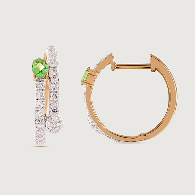 Emerald Glam Gold & Diamond Hoop Earrings 5