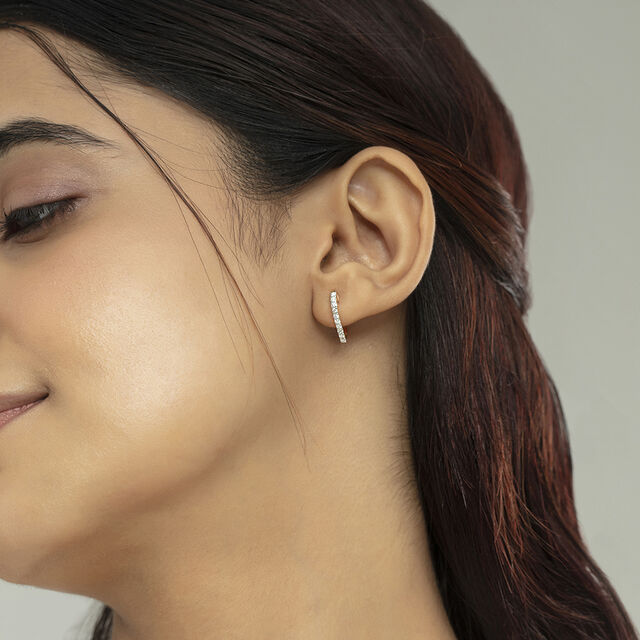 Sleek Edgy Gold & Diamond Hoop Earrings 2
