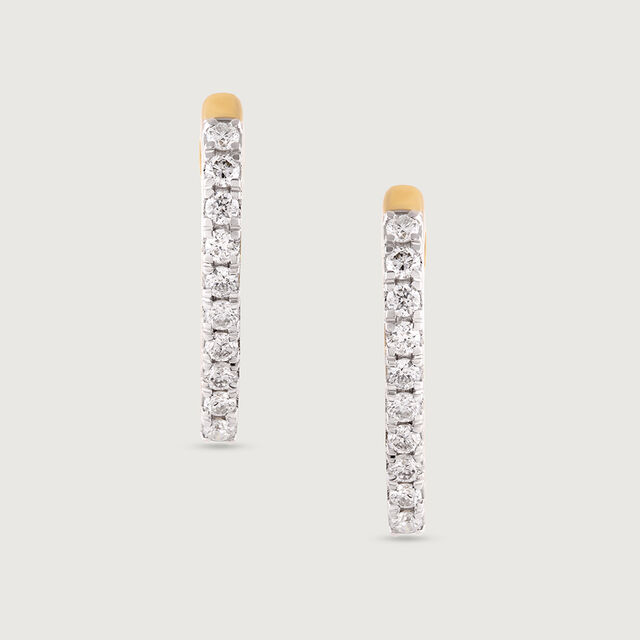 Sleek Edgy Gold & Diamond Hoop Earrings 4