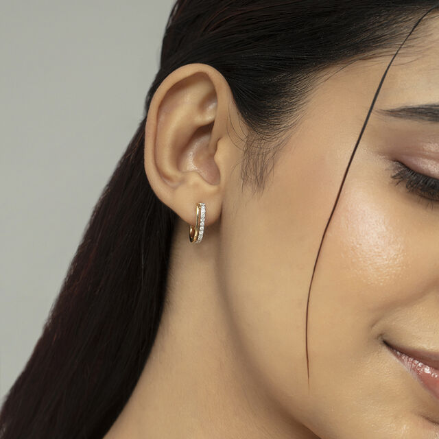 Dazzling Square Gold & Diamond Hoop Earrings 2