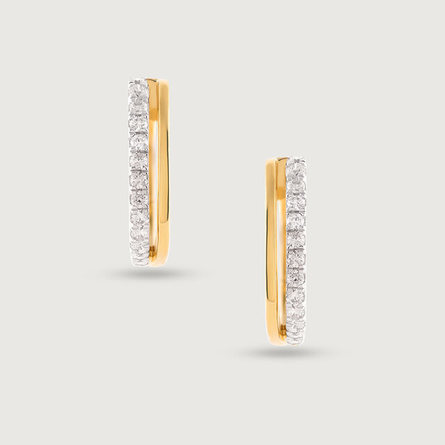 Dazzling Square Gold & Diamond Hoop Earrings 4