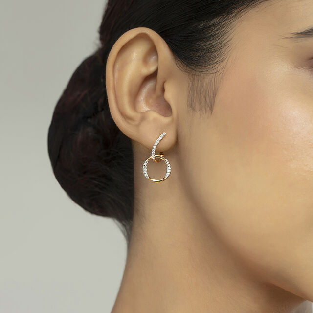 Modern Elegance Gold & Diamond Hoop Earrings 2