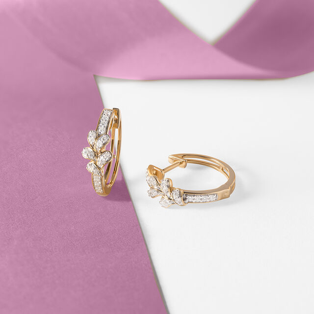 Blossom Chic Gold & Diamond Hoop Earrings 