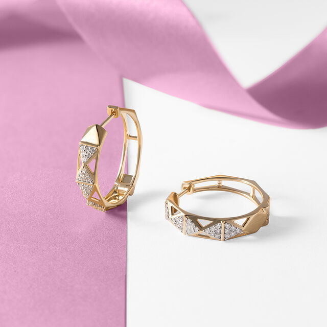 Geometric Luxe Gold & Diamond Hoop Earrings 