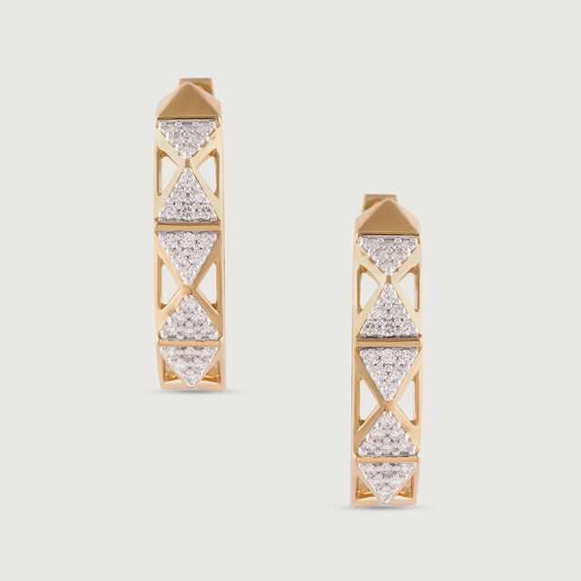 Geometric Luxe Gold & Diamond Hoop Earrings 4