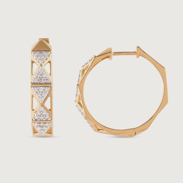 Geometric Luxe Gold & Diamond Hoop Earrings 5