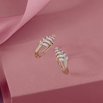 Mystic Petal Gold & Diamond Hoop Earrings