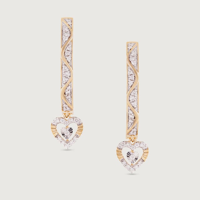 Glowing Heart Gold & Diamond Hoop Earrings 4