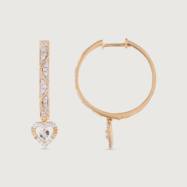 Glowing Heart Gold & Diamond Hoop Earrings 5