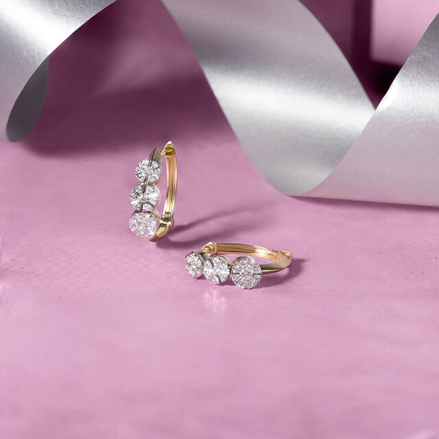 Twist Elegance Gold & Diamond Hoop Earrings 