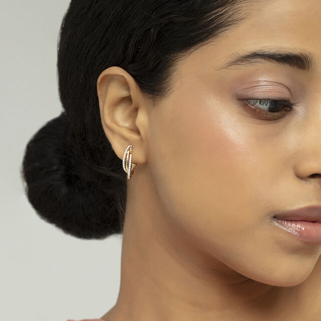 Sleek Elegance Gold & Diamond Hoop Earrings 2