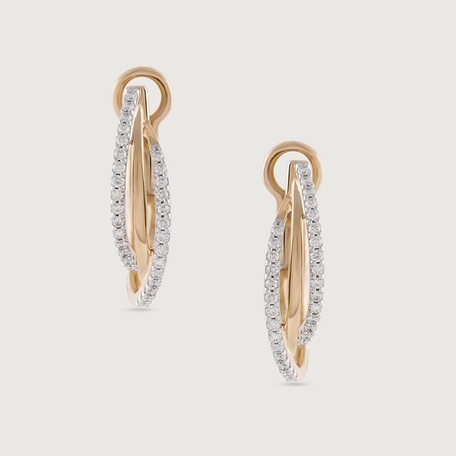 Sleek Elegance Gold & Diamond Hoop Earrings 4