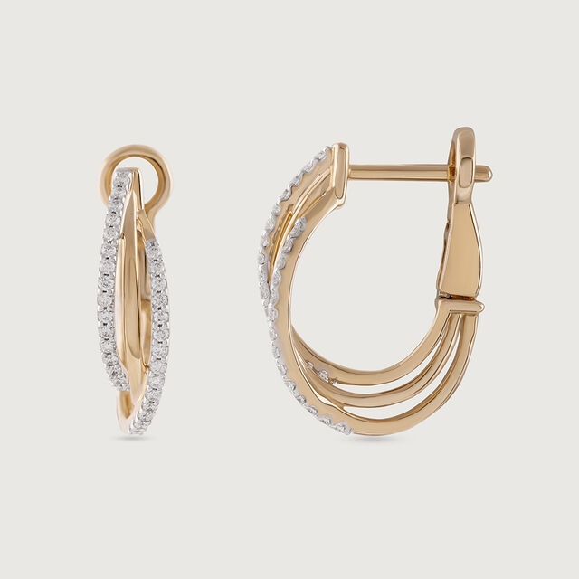 Sleek Elegance Gold & Diamond Hoop Earrings 5
