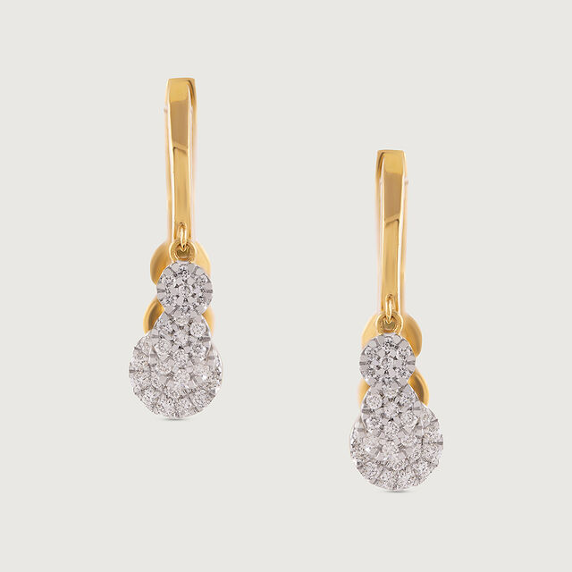 Dangle Charm Gold & Diamond Hoop Earrings 4
