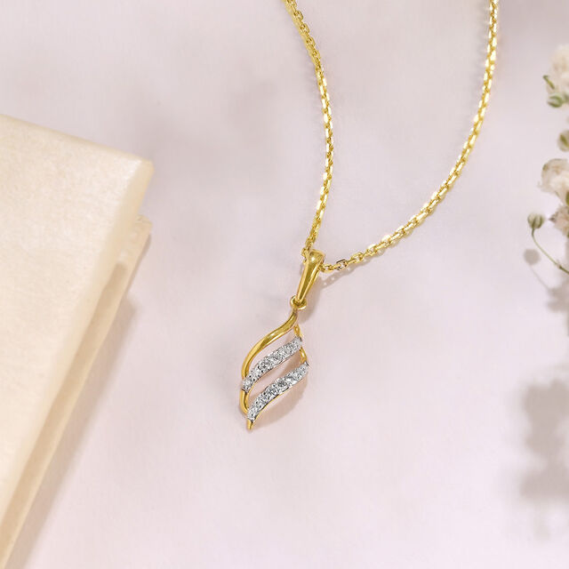 Flowing Wave Gold & Diamond Pendant 