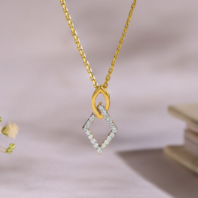 Geometric Frame Gold & Diamond Pendant 