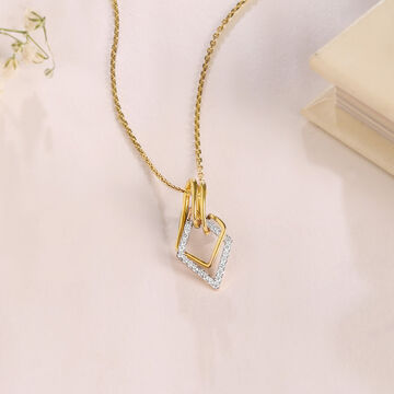 Geometric Charm Gold & Diamond Pendant