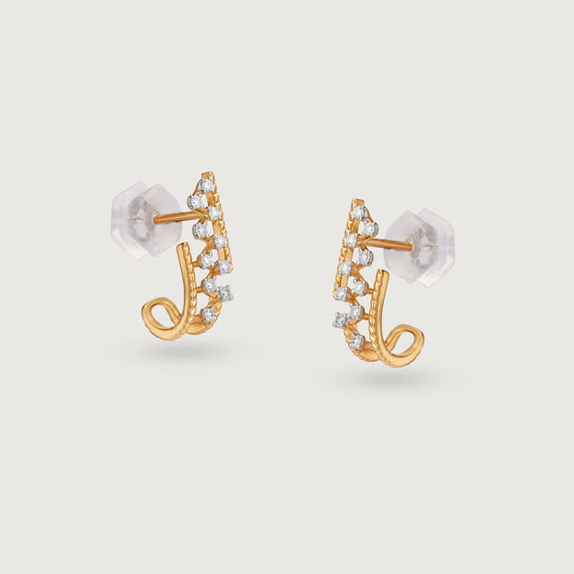 Lattice Cascade Gold & Diamond Stud Earrings 4
