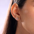 Geometric Honeycomb Gold & Diamond Stud Earrings 2