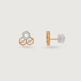 Geometric Honeycomb Gold & Diamond Stud Earrings 5